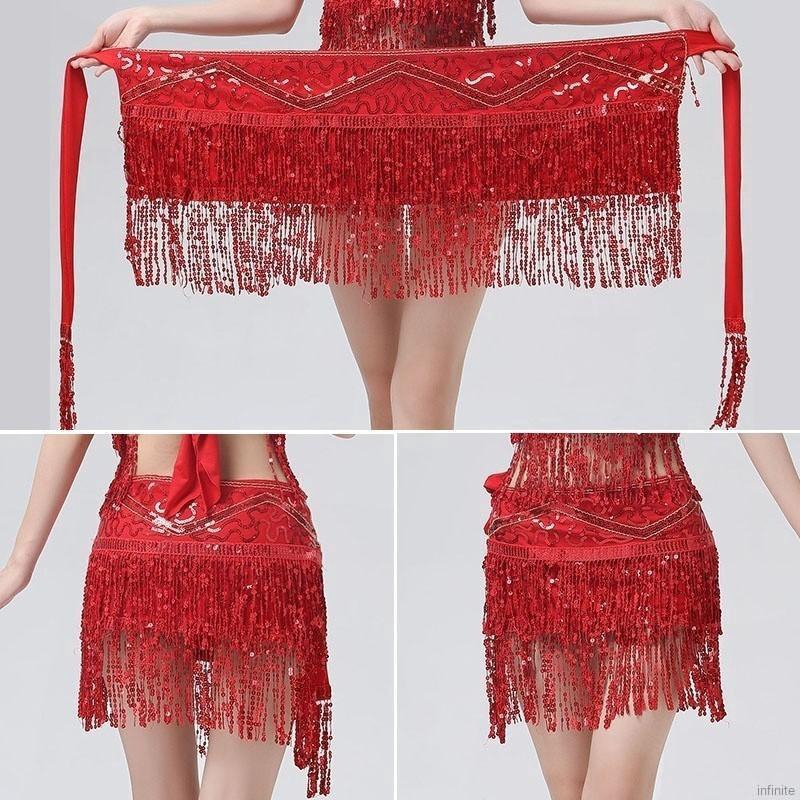 Thắt lưng múa bụng phối dây tua sequin đẹp mắt