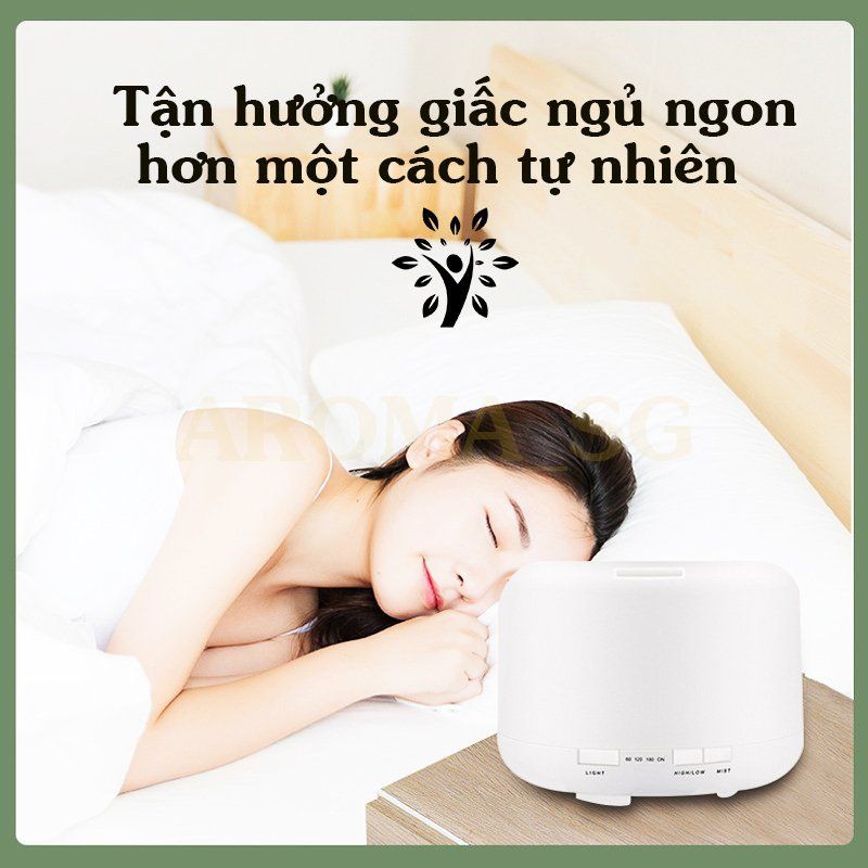 Máy xông tinh dầu phòng ngủ 500ml - AROMA DIFFUSER chính hãng - kèm remote