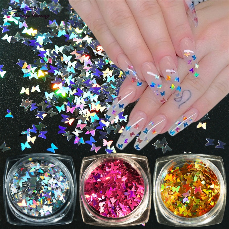 Nhũ bướm trang trí móng , nhũ bướm ẩn nail