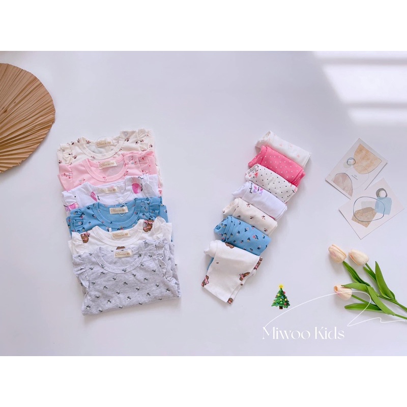 (7-22kg) Bộ Dài Tay Bozip Tay Cánh Tiên Bé Gái Hoạ Tiết Đáng Yêu