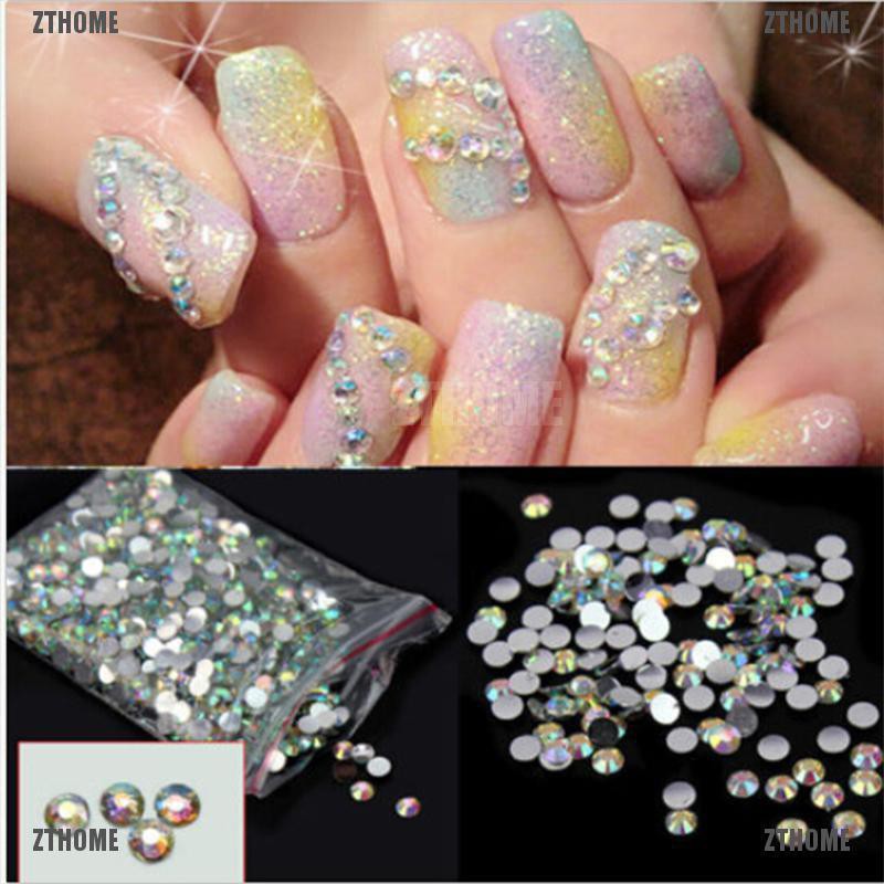 ZTHOME Lots 1000Pcs Rhinestone Facets Flatback Crystal Round Beads Nail Art DIY 4mm New