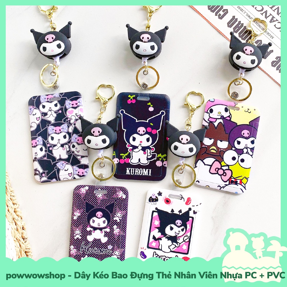 [Sẵn VN - Hỏa Tốc] Dây Kéo Bao Đựng Thẻ Nhân Viên Nhựa PC + PVC Mẫu Nhân Vật Hoạt Hình Sanrio Family Kuromi Queen