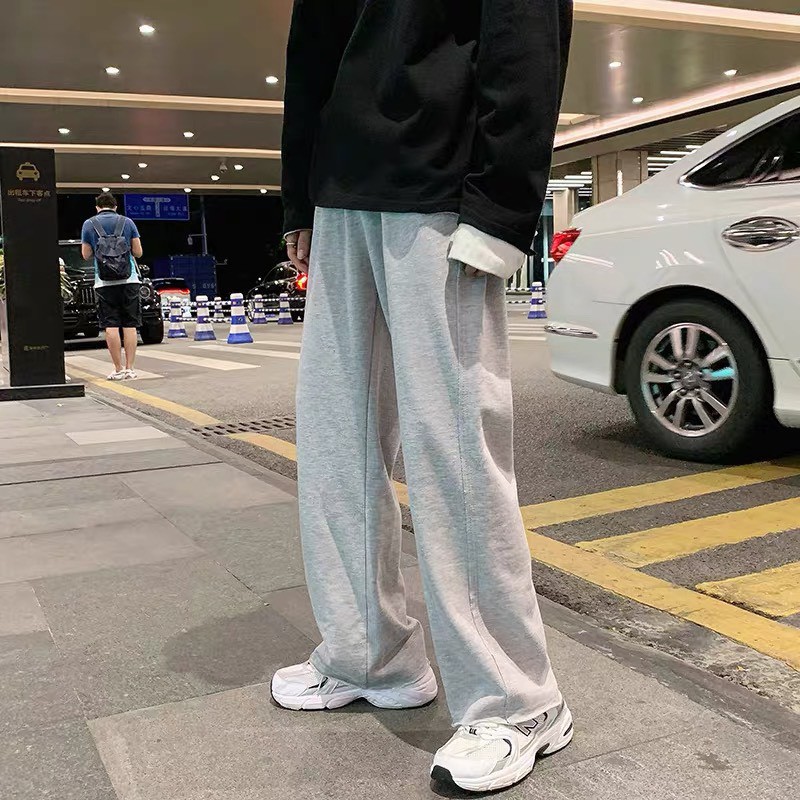 Quần ống suông cullotes nam nữ unisex trơn đen xám siêu hot 2020- quần ống rộng thể thao unisex dễ kết hợp<70kg | BigBuy360 - bigbuy360.vn