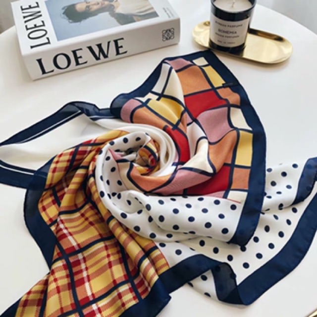 Khăn lụa vuông 70x70 turban quàng cổ,áo khăn yếm bandana thời trang đội đầu - Maben