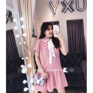 Đầm Suông Đuôi Cá Thắt Nơ Cổ Cực Xinh Size L XL (40_63kg)