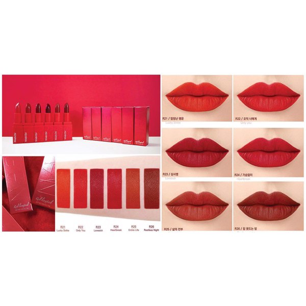 Son lì có dưỡng nhẹ dòng đỏ bản giới hạn Apagan Pit A Pat Matte Lipstick Red Limited Edition