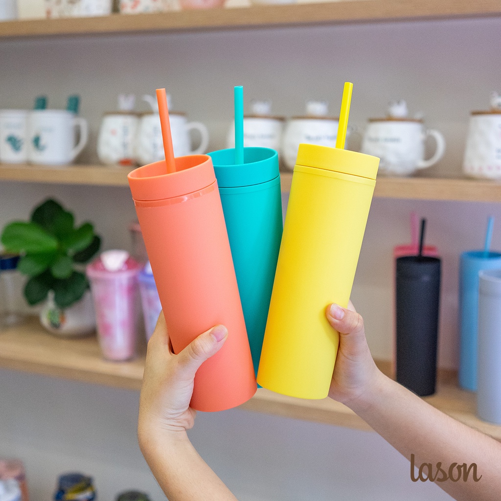 Bình nước in tên, in hình chất liệu nhựa Pastel có ống hút 450ml BN-NHUA00421