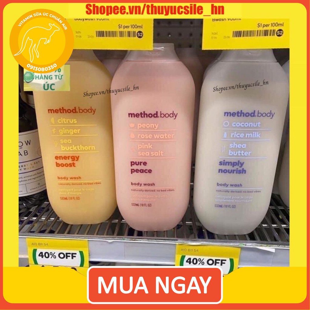 Sữa tắm Method Body Úc 535ml - [Hàng Úc, đủ bill]