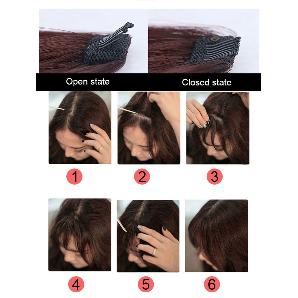 ins mini air bangs tóc giả mảnh siêu tiện lợi cố định kẹp tóc giả sợi tổng hợp mở rộng