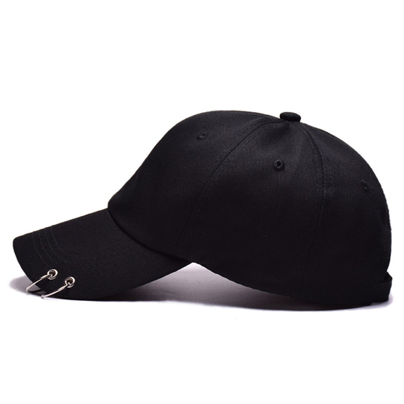 Mũ Lưỡi Trai Chất Liệu Cotton Trang Trí Vòng Kim Loại Phong Cách Hip Hop