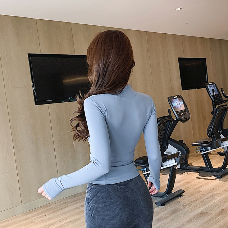 Áo tập yoga BEAUTYTREND tay dài có đệm ngực và khóa kéo tháo rời được tiện lợi