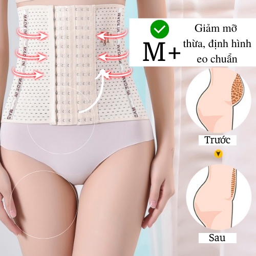 [Hàng Loại 1/ Che tên] Đai Nịt Bụng M+ Dáng Chuẩn Thông Hơi Co Giãn Nhiều Nấc Cài Giúp Định Hình Eo Thon Gọn - RPK015
