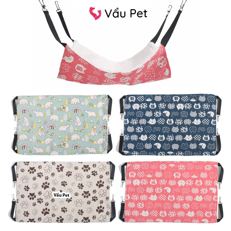 Võng cho mèo treo lồng chuồng 2 lớp - Võng mèo nhiều màu Vẩu Pet Shop