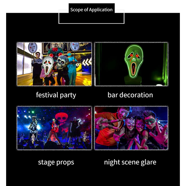 Mặt Nạ Hóa Trang Halloween Kinh Dị Có Đèn LED