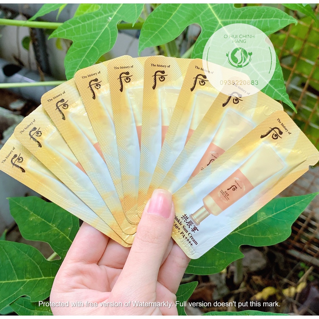 Combo khách sĩ 120 gói kem chống nắng chống nhăn whoo vàng