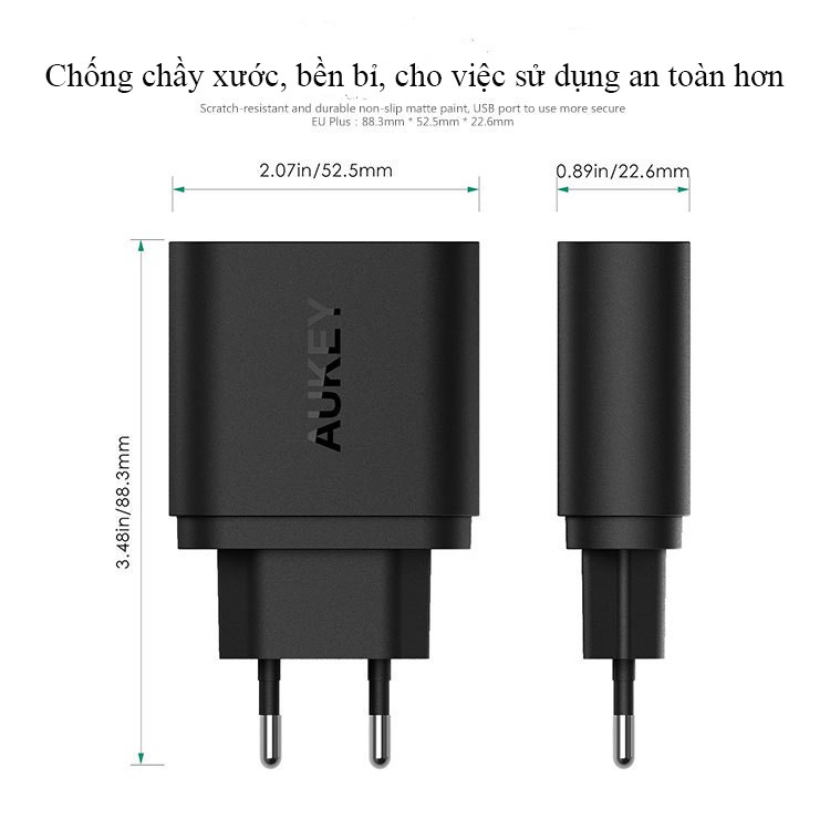 Củ sạc nhanh Quick Charge Qualcomm 3.0 Aukey PA-T9