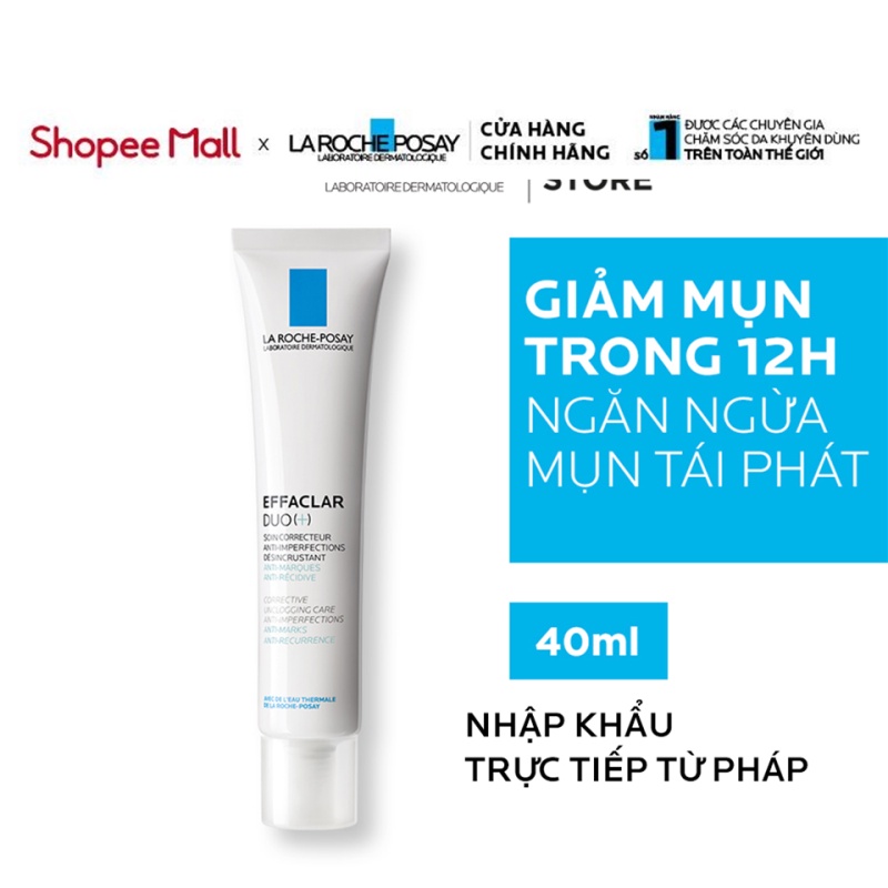 Bộ đôi giảm mụn, ngừa vết thăm và làm dịu da La Roche-Posay Effaclar Duo(+)