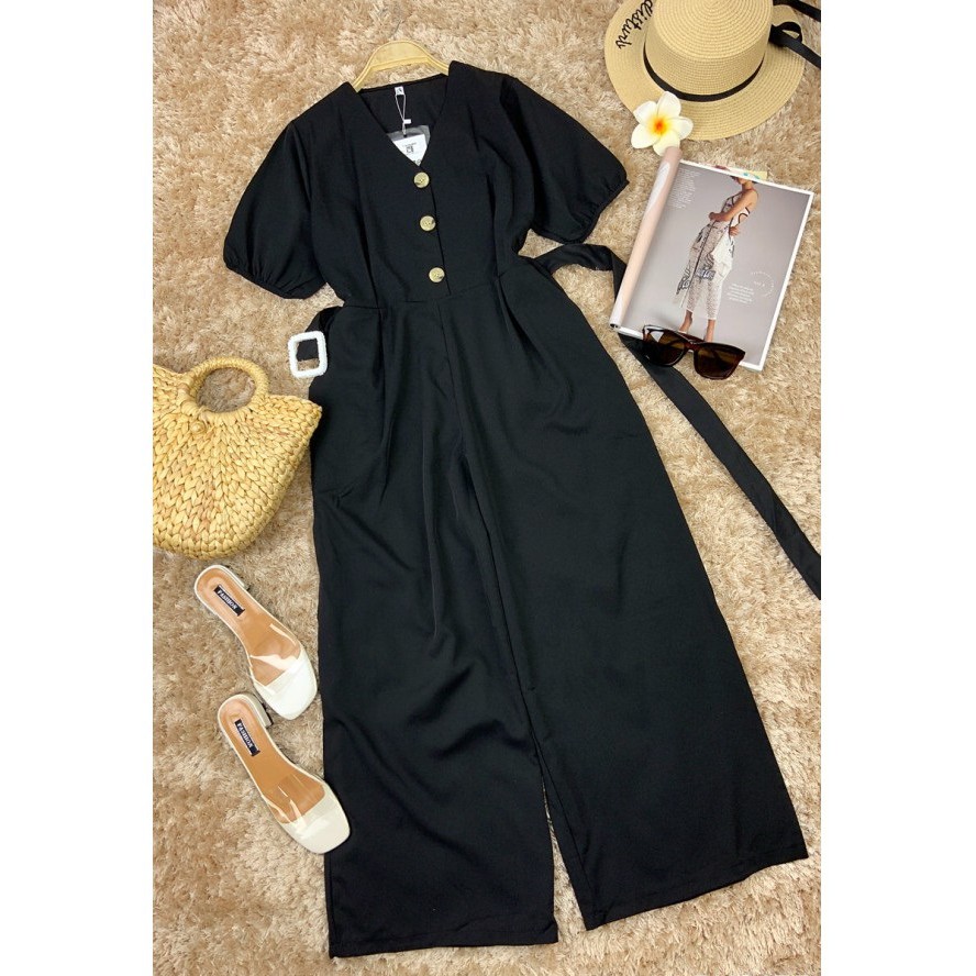 Jum / jumpsuit đồ bay cổ V trơn phối belt vuông chất vải đẹp phù hợp dạo phố, đi làm