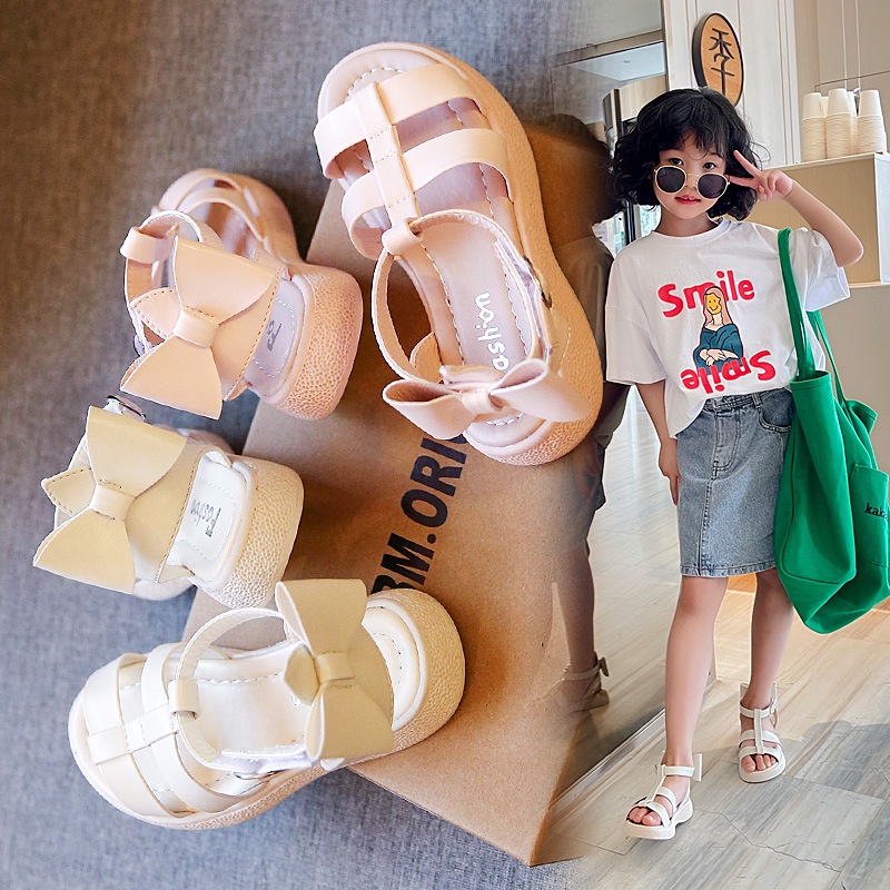 Dép sandal Nơ 2023 mã XJS-26 Quảng Châu cao cấp cho bé gái từ 3 đến 12 tuổi