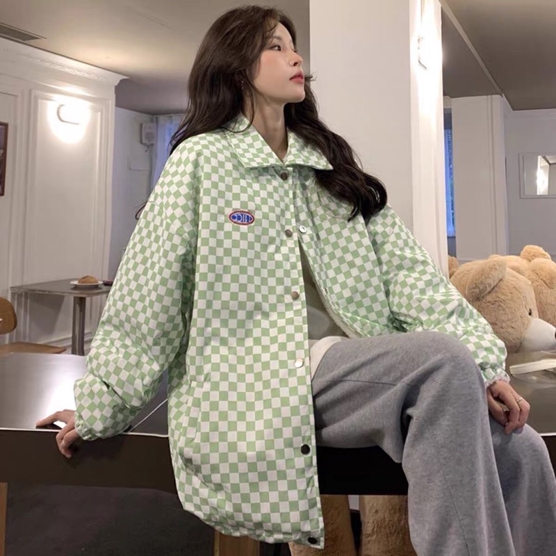 TKLIHN Áo khoác lông 2 mặt ULZZANG kẻ Caro hot TREND 2022 kèm 2 ẢNH THẬT CUỐI