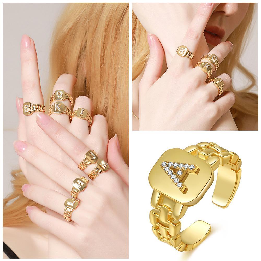 Nhẫn Hở Mạ Vàng 14K In Chữ Sang Trọng Thời Trang Cho Nữ|Bông Tai Mạ Vàng Thời Trang Cá Tính