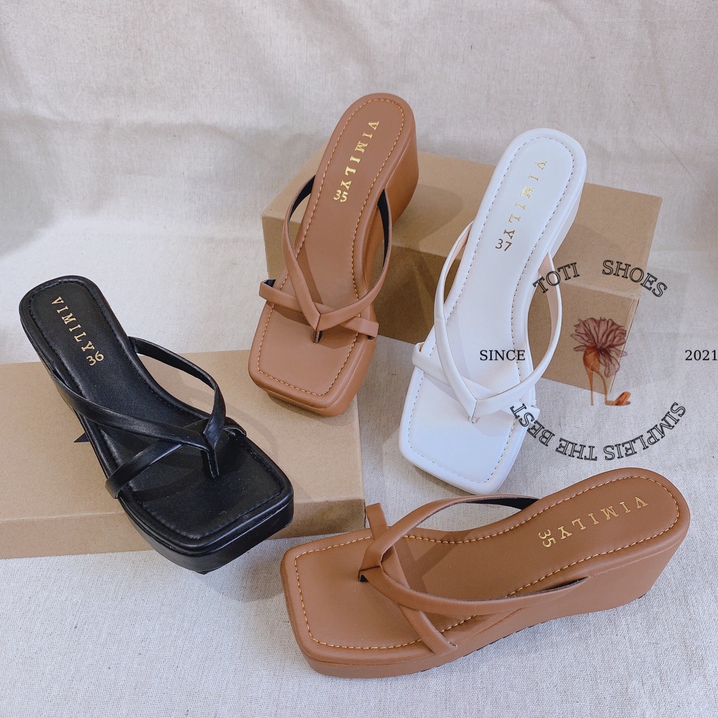 DÉP XUỒNG THỜI TRANG TOTIIE SHOES - DÉP BÁNH MÌ XỎ NGÓN ULZZANG ĐẾ CAO 7 PHÂN D2009310 D2204030