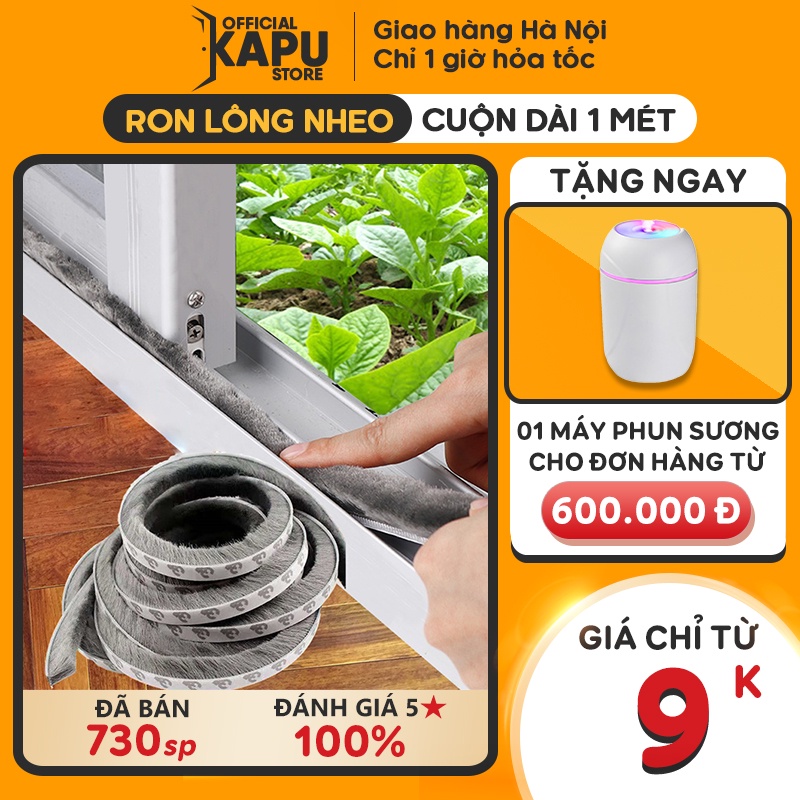 Ron lông dán khe hở cửa sổ, ron chống bụi POLIME, ron lông chống gió lùa loại 1 mét XÁM - KAPU