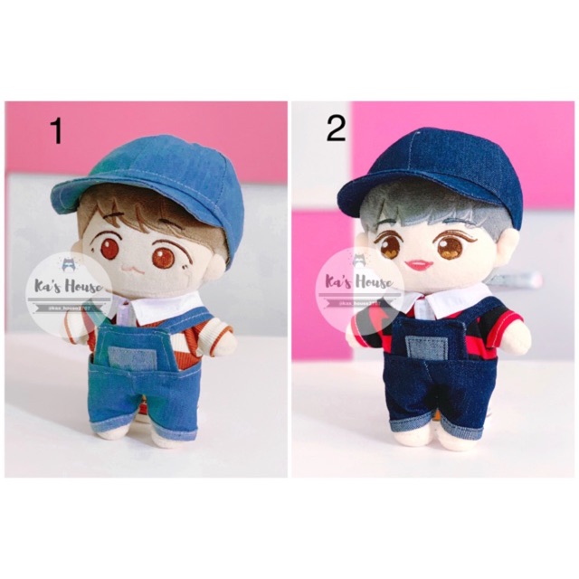 {15cm-20cm} CÓ SẴN - Set yếm áo mũ jean cho doll, outfit doll, outfit cho doll