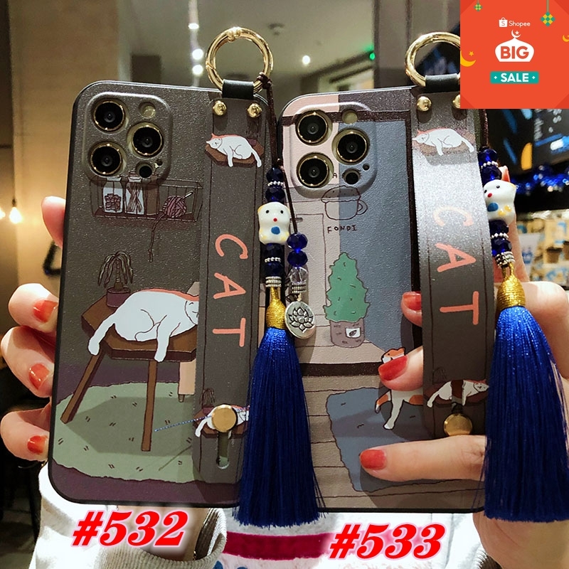 Ốp Điện Thoại Mềm Họa Tiết Mèo Thỏ Gắn Dây Đeo Cổ Tay Làm Vòng Đỡ Phối Dây Treo Cho Samsung Note 20 10lite Ultra 10 9 8 Plus S20 S9