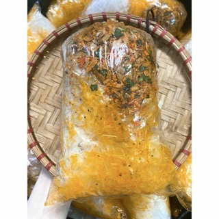 Bánh tráng trộn sa tế tôm hành phi - bánh tráng