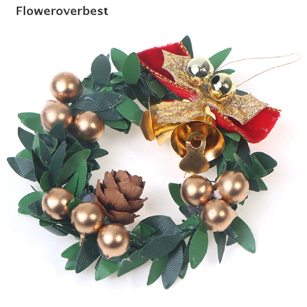Vòng hoa giáng sinh 6cm tỉ lệ 1: 12 dùng để trang trí nhà búp bê