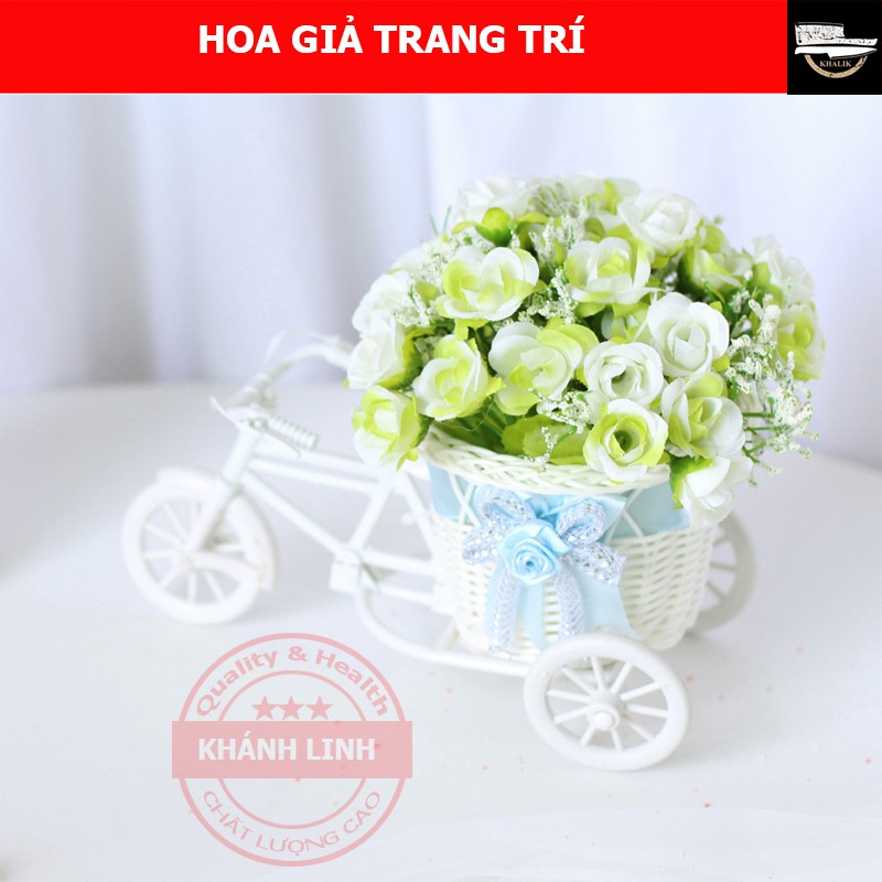 Giỏ hoa giả trang trí để bàn vải lụa, giỏ bonsai hình xe (nhiều màu lựa chọn)