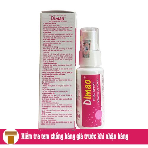 COMBO 2 HỘP Dimao Oral Spray hỗ trợ phòng ngừa trường hợp thiếu vitamin D giúp hấp thu tốt canxi