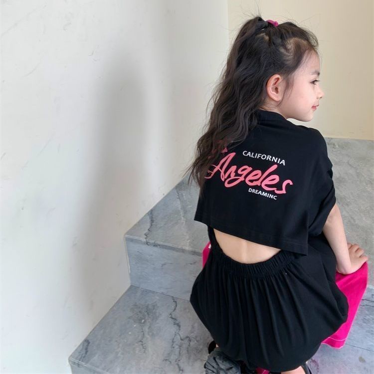 [Hàng Mới Về] Đầm Thun Dài Tay Ngắn Dáng Rộng Phong Cách Hàn Quốc Thời Trang Mùa Hè Cho Bé Gái