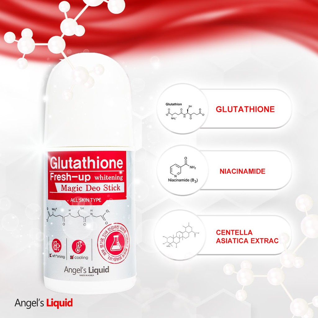 Lăn Giảm Thâm, Khử Mùi Vùng Da Dưới Cánh Tay Angel’s Liquid Glutathione Fresh-Up Whitening Magic Deo Stick 60ml