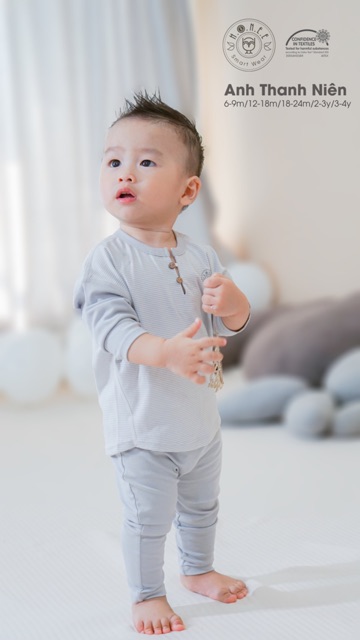 Hrnee - Bộ dài tay cài vai, cổ trụ, cổ tròn