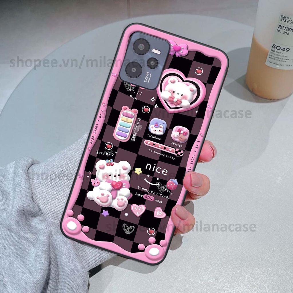 Ốp Realme C35 hình đồng hồ icon gấu mèo cute cực dễ thương ngộ nghĩnh