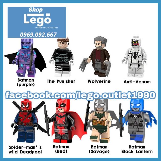 Xếp hình Spider-man Deadpool Batman Lego Minifigures POGO PG8146