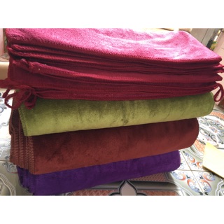 Combo 3 khăn spa microfiber (trải 90x1m9, gội 35x75cm, băng đô)
