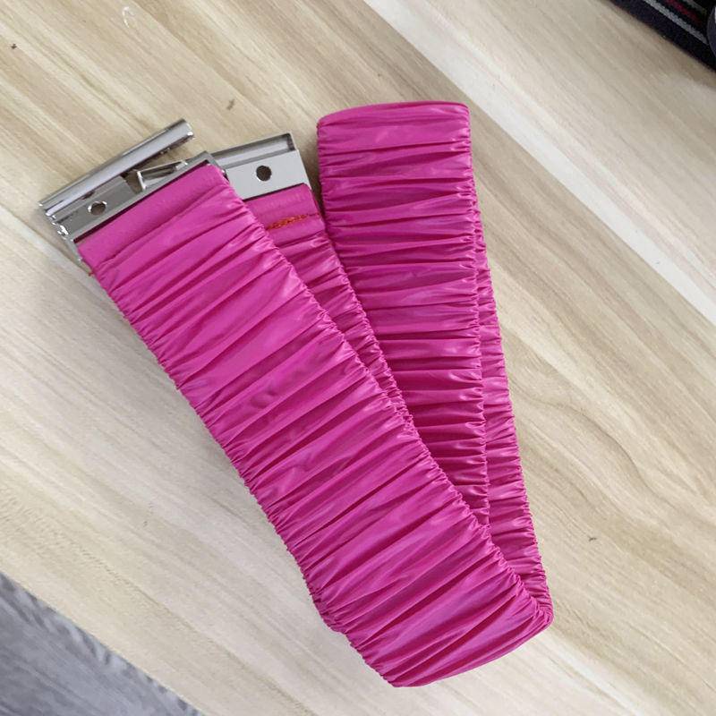 Thắt Lưng Vải Bóng Co Giãn Xếp Ly Nhiều Màu Lựa Chọn