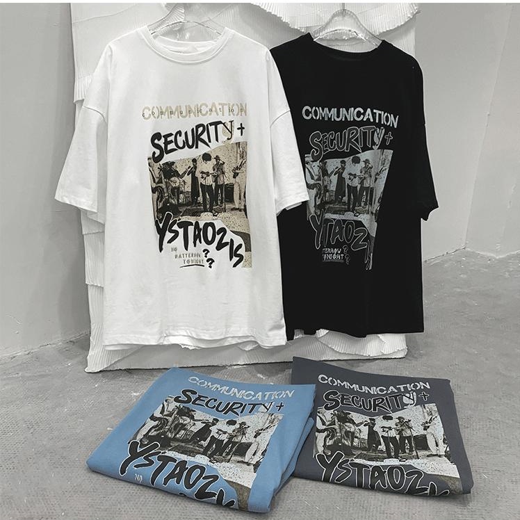 Áo thun tay ngắn dáng rộng size lớn S-8XL phong cách hip hop mới thời trang mùa hè năng động