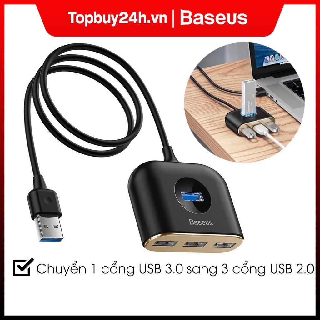 Đầu chuyển Baseus 1 cổng USB 3.0 sang 3 cổng USB 2.0 thiết kế tiện lợi