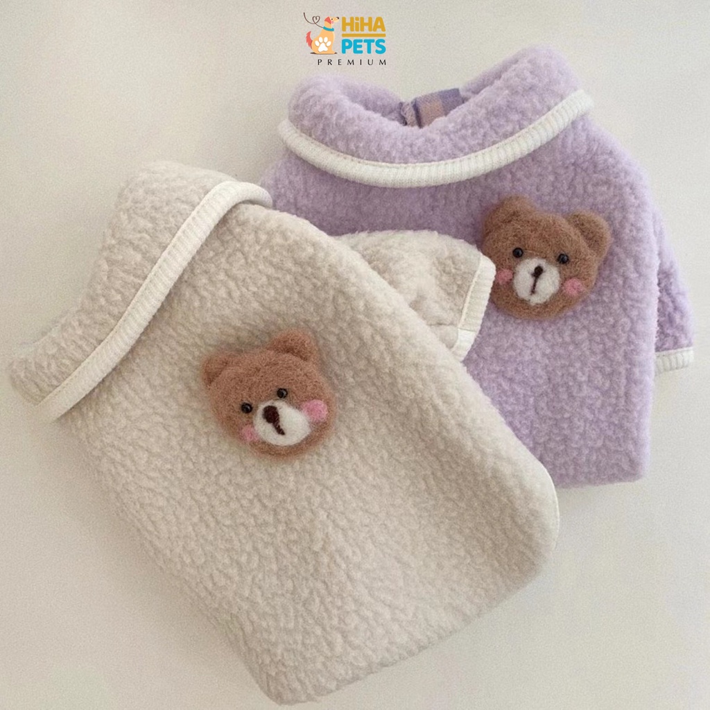 Áo Khoác Lông Nỉ Ấm Áp Cho Chó Mèo Hàn Quốc Quần Áo Thú Cưng Cao Cấp Có Dây Khoá Kéo Hihapet.