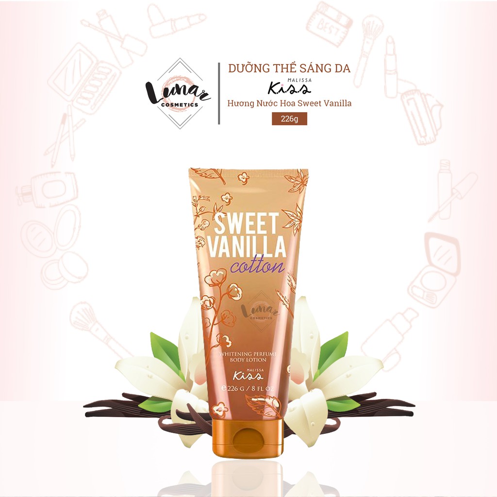 Sữa Dưỡng Thể Sáng Da Hương Nước Hoa Malissa Kiss Sweet Vanilla 226gr