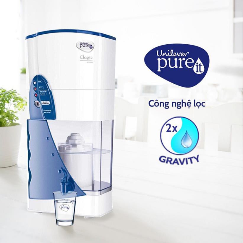 [SIÊU HOT] Máy lọc nước Unilever Pureit Classic 9L - Quà tặng 3 chai thủy tinh đựng nước 500ml có quai sách