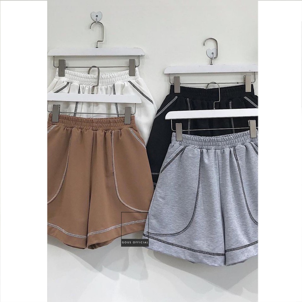 Quần Đùi Thun Nữ Mặc Nhà Đường Chỉ Viền Cá Tính Chất Da Cá Loại 1 Quần Short Nữ Ống Rộng Lên Dáng Cực Xinh 2772