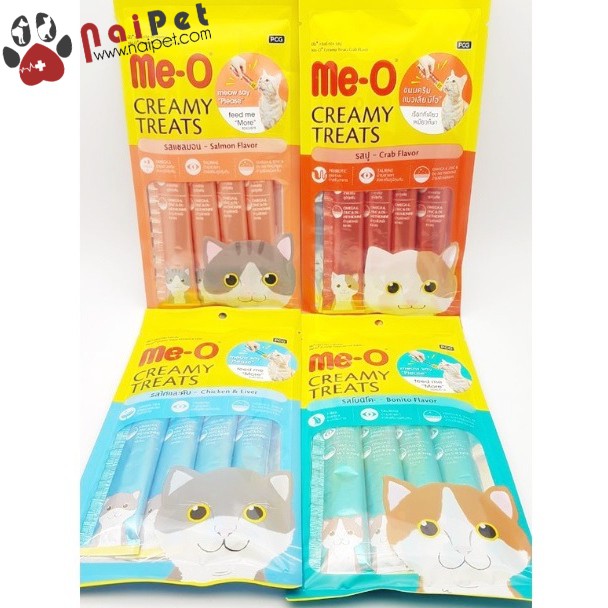 Thức Ăn Dinh Dưỡng Đồ Ăn Vặt Bánh Thưởng 4 Thanh Cho Mèo Me-O Creamy Treats Gói 60g