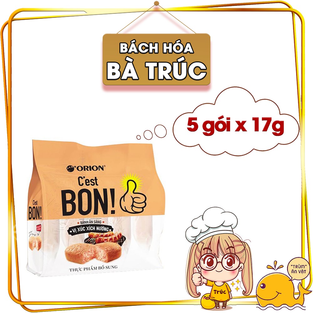 Bánh ăn sáng sợi thịt gà Vị Xúc Xích Nướng C’est Bon Orion (5 bánh x 17g)