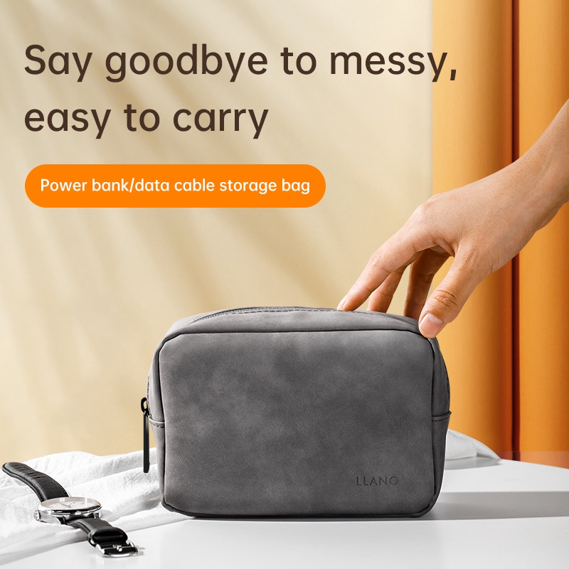 Túi đựng đồ điện tử LLANO bằng da PU thiết kế nhỏ gọn tiện dụng khi đi du lịch