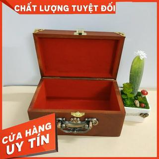 Hộp đựng trang sức, con dấu loại to bằng gỗ hương cao cấp, bọc đồng, in chữ thọ đẹp mắt Nội Thất  19x12x11cm